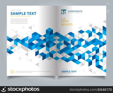 Brochure layout design template, Annual report, Leaflet, Advertising, poster, Magazine, Business for background, Empty copy space, Blue geometric with polygonal triangles, cube, vector illustration