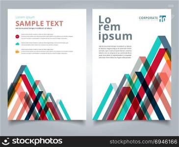 Brochure layout design template geometric lines colorful overlap triangle pattern, Annual report, Leaflet, Advertising, poster, Magazine, Business for background, Empty copy space, vector illustration artwork A4 size.