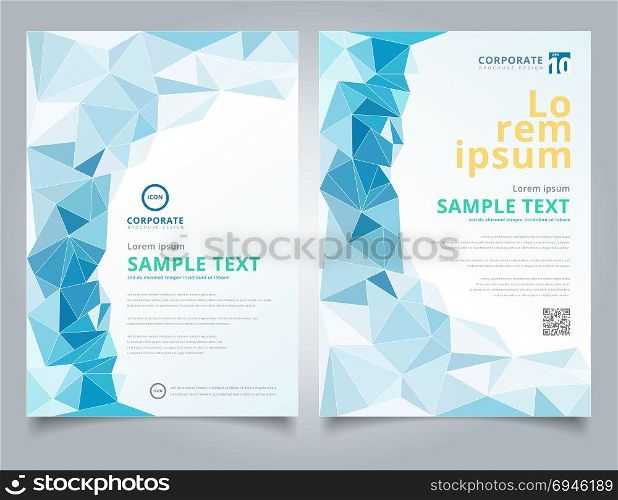 Brochure light blue polygonal mosaic background layout design template, Annual report, Leaflet, Advertising, poster, Magazine, Business for background, Empty copy space, vector illustration artwork A4 size.