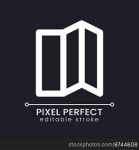 Brochure pixel perfect white linear ui icon for dark theme. Hotel service promotion. Business. Vector line pictogram. Isolated user interface symbol for night mode. Editable stroke. Poppins font used. Brochure pixel perfect white linear ui icon for dark theme