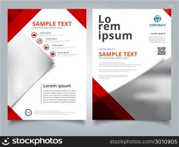 Brochure Template geometric triangle red color with image background and simple text. Business book cover design. Annual report, Magazine, Poster, Corporate Presentation, Portfolio, Flyer, Banner, Website.