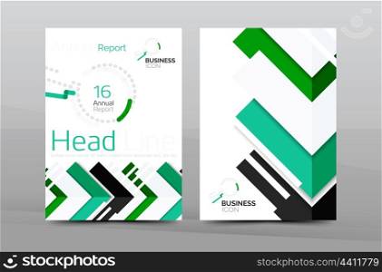 Brochure template of annual report cover, vector business flyer layout, geometric abstract poster, A4 size