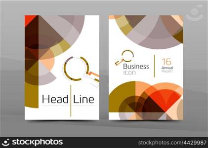 Brochure template of annual report cover, vector business flyer layout, geometric abstract poster, A4 size