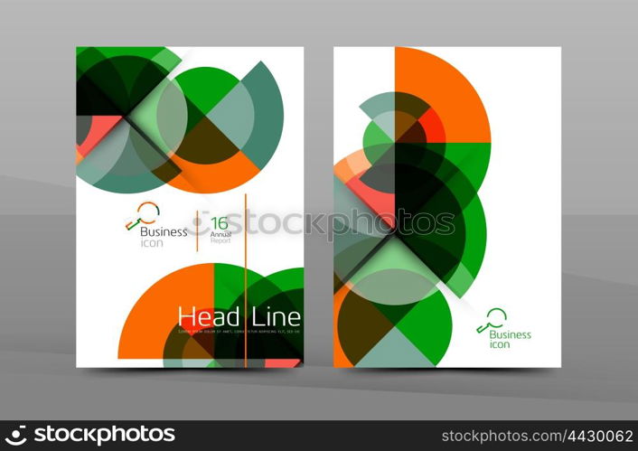 Brochure template of annual report cover, vector business flyer layout, geometric abstract poster, A4 size