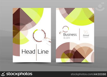 Brochure template of annual report cover, vector business flyer layout, geometric abstract poster, A4 size