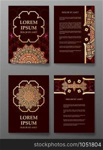 Brochure templates cards with arabic mandala. Vector illustration. Brochure templates cards with arabic mandala background.