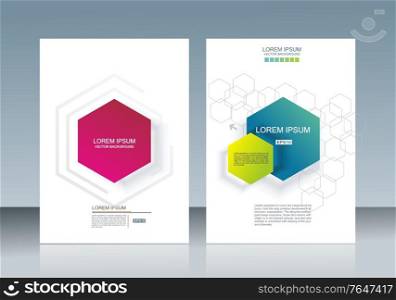 Brochures design with colorful abstract geometry elements.