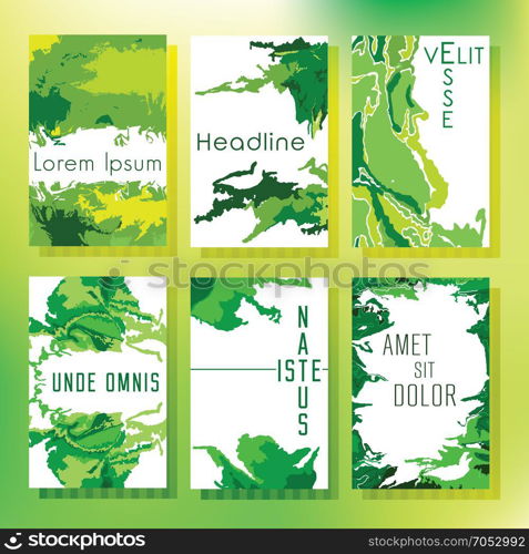 Brochures14. Set of Brochures and Flyers in abstract style. Ecological design.