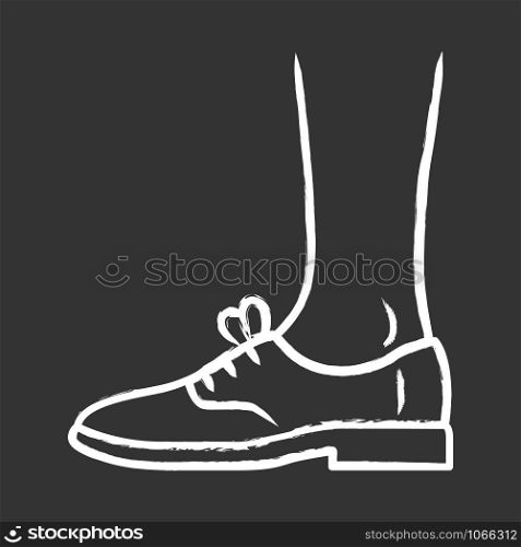 Brogues chalk icon. Women and men luxury leather oxford shoes. Stylish formal elegant footwear design. Male and female fall, spring office fashion. Isolated vector chalkboard illustration