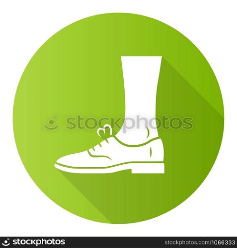 Brogues green flat design long shadow glyph icon. Women and men leather oxford shoes. Stylish formal elegant footwear. Male and female office fashion. Vector silhouette illustration