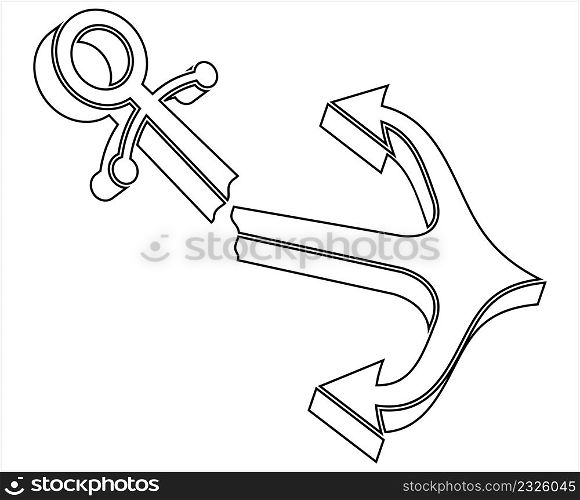 Broken Anchor Icon, Flat Vector Art Illustration