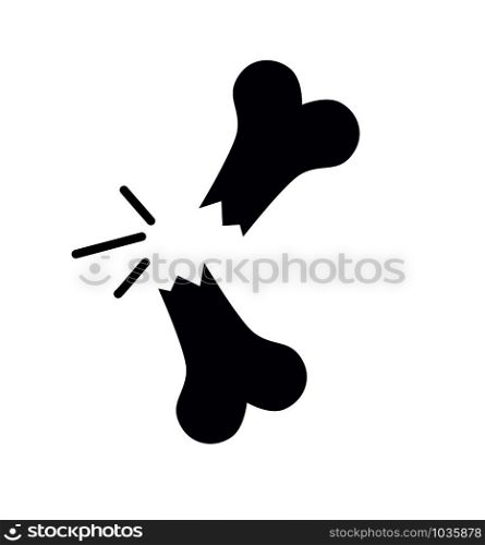 broken bone icon black isolated on white illustration eps 10. broken bone icon black isolated on white illustration