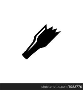 Broken Bottle as Fight Weapon. Flat Vector Icon illustration. Simple black symbol on white background. Broken Bottle as Fight Weapon sign design template for web and mobile UI element. Broken Bottle as Fight Weapon Flat Vector Icon