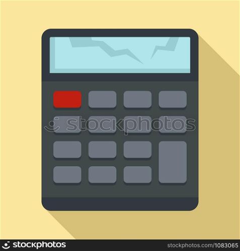 Broken calculator icon. Flat illustration of broken calculator vector icon for web design. Broken calculator icon, flat style