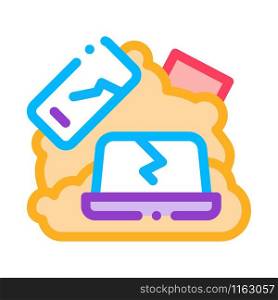 Broken Devices Icon Vector. Outline Broken Devices Sign. Isolated Contour Symbol Illustration. Broken Devices Icon Vector Outline Illustration