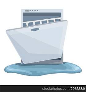 Broken dish machine icon cartoon vector. Kitchen dishwasher. Repair dishware. Broken dish machine icon cartoon vector. Kitchen dishwasher