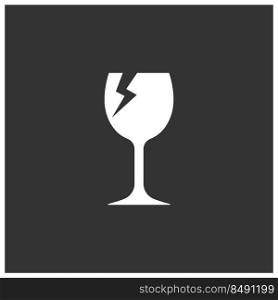 broken drinking glass icon vector template