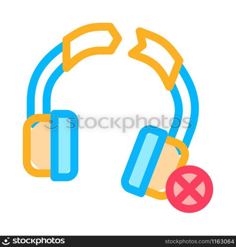 Broken Earphones Icon Vector. Outline Broken Earphones Sign. Isolated Contour Symbol Illustration. Broken Earphones Icon Vector Outline Illustration