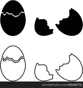 Broken Egg Icon, Broken Egg Vector Art Illustration