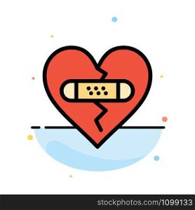 Broken, Emotions, Forgiveness, Heart, Love Abstract Flat Color Icon Template