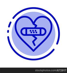 Broken, Emotions, Forgiveness, Heart, Love Blue Dotted Line Line Icon