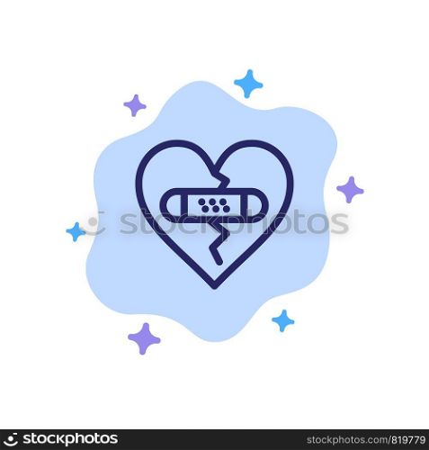 Broken, Emotions, Forgiveness, Heart, Love Blue Icon on Abstract Cloud Background