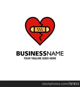 Broken, Emotions, Forgiveness, Heart, Love Business Logo Template. Flat Color