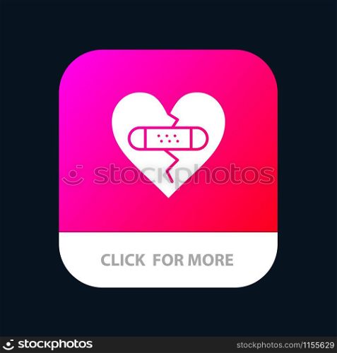 Broken, Emotions, Forgiveness, Heart, Love Mobile App Button. Android and IOS Glyph Version