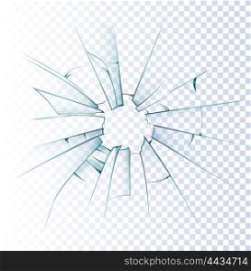 Broken Frosted Glass Realistic Icon . Broken frosted window pane or front door glass background decorative realistic daylight design vector illustration