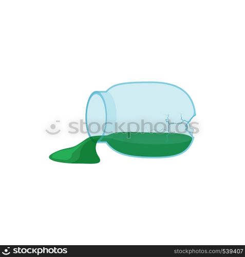 Broken glass jar icon in cartoon style on a white background. Broken glass jar icon, cartoon style
