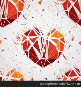 Broken heart. 3d Geometric seamless background. Abstract 3D polygonal pattern.