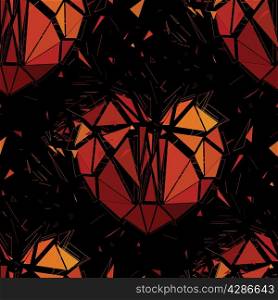 Broken heart. 3d Geometric seamless background. Abstract 3D polygonal pattern.