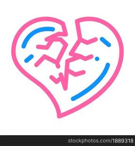 broken heart divorce color icon vector. broken heart divorce sign. isolated symbol illustration. broken heart divorce color icon vector illustration