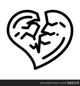 broken heart divorce line icon vector. broken heart divorce sign. isolated contour symbol black illustration. broken heart divorce line icon vector illustration