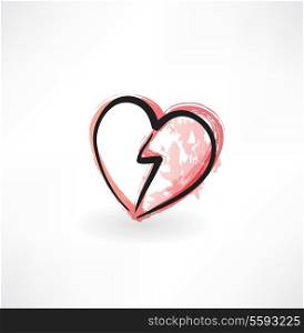 broken heart grunge icon