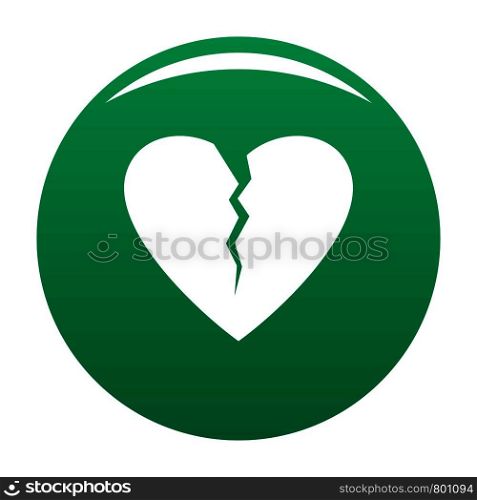 Broken heart icon. Simple illustration of broken heart vector icon for any design green. Broken heart icon vector green