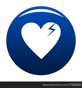 Broken heart icon vector blue circle isolated on white background . Broken heart icon blue vector