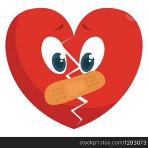 Broken heart, illustration, vector on white background.