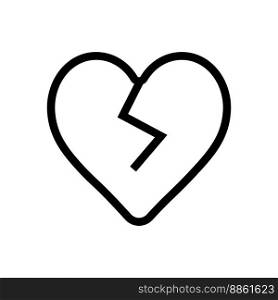 Broken heart line icon isolated on white background. Black flat thin icon on modern outline style. Linear symbol and editable stroke. Simple and pixel perfect stroke vector illustration.