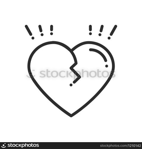 Broken heart line icon. Sign and symbol. Love end relationship lie wedding divorce treachery heartbreak theme. Heart shape.