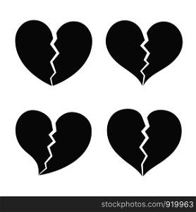 Broken Heart Shape Icon , Sign Symbol Silhouette , Love , healthy , Vector illustration