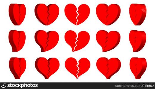 Broken Heart Shape Icon turn around , Sign Symbol Silhouette , Love , healthy , Vector illustration