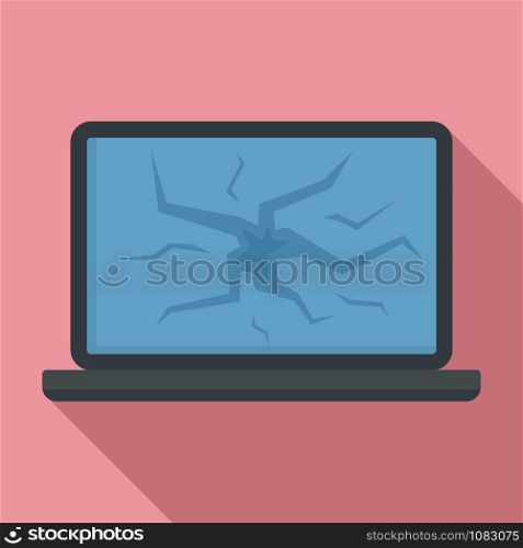Broken laptop icon. Flat illustration of broken laptop vector icon for web design. Broken laptop icon, flat style