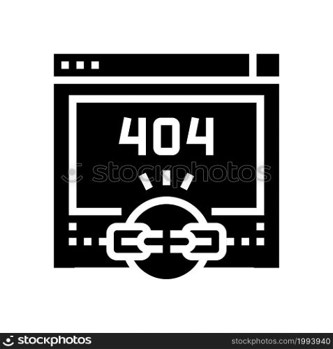broken link 404 error glyph icon vector. broken link 404 error sign. isolated contour symbol black illustration. broken link 404 error glyph icon vector illustration