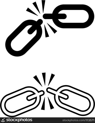 Broken Link Icon, Broken Chain Link Design Vector Art Illustration