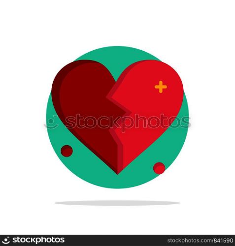 Broken, Love, Heart, Wedding Abstract Circle Background Flat color Icon