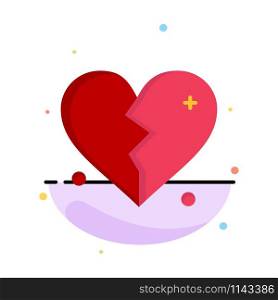 Broken, Love, Heart, Wedding Abstract Flat Color Icon Template