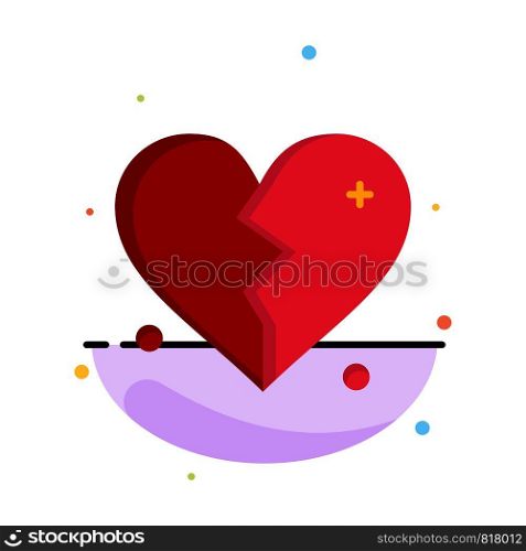 Broken, Love, Heart, Wedding Business Logo Template. Flat Color