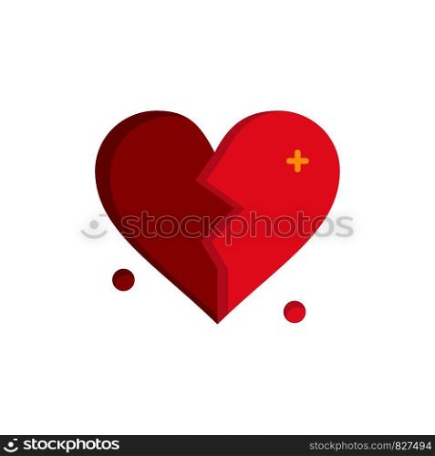 Broken, Love, Heart, Wedding Flat Color Icon. Vector icon banner Template