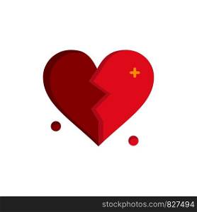 Broken, Love, Heart, Wedding Flat Color Icon. Vector icon banner Template
